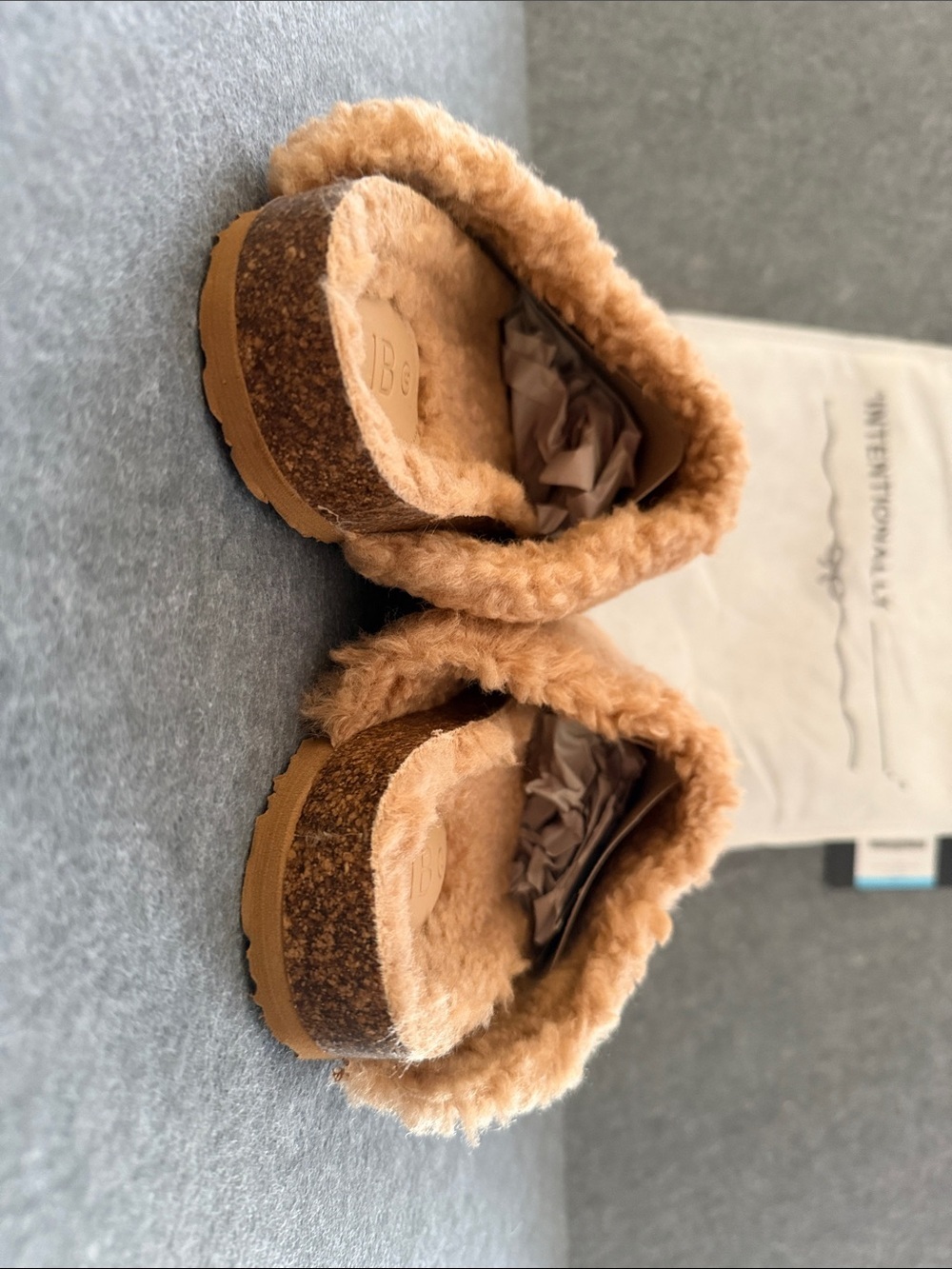 INTENTIONALLY BLANK Teddy faux Shearling Clog Slippers Tan Size 9 NEW Sherpa - Picture 4 of 6